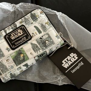 NWT LOUNGEFLY + STAR WARS DARTH VADER COMIC BOOK ZIP AROUND WALLET